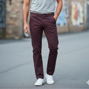 Express Men's Deep Burgundy Chinos P9